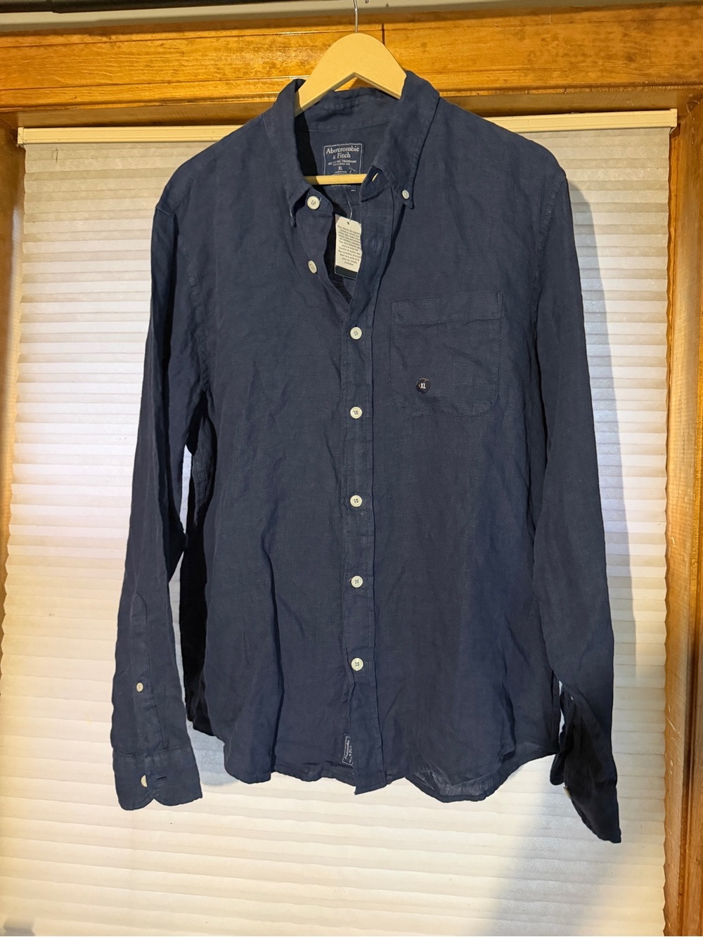 Abercrombie & Fitch Navy Button-Down Shirt XL 0274